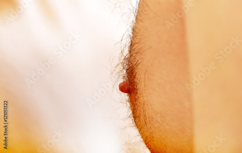 Male nipple on the chest. photo