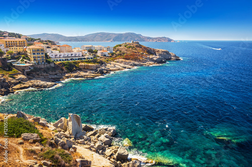 Beautiful Corsica coastline and historic houses in Calvi photo