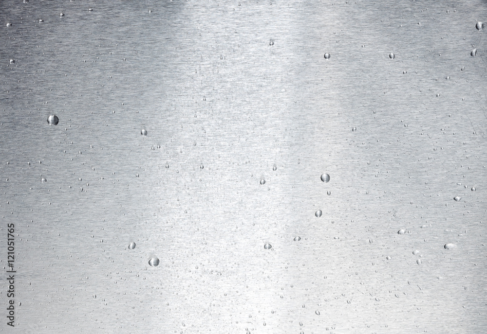 aluminum surface with drops of water - obrazy, fototapety, plakaty 
