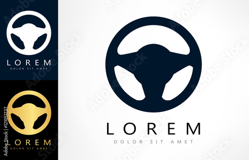 Steering wheel logo. Vector illustration.