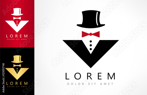 Business logo. Bow tie vector. Men's suit.