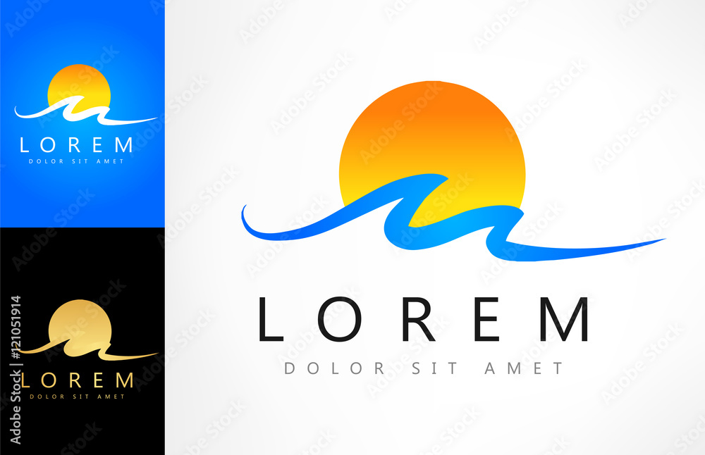 Fototapeta premium waves and sun vector symbol