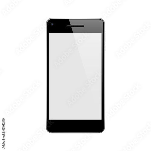 Perfectly detailed modern touch screen smartphone isolated on white background vector