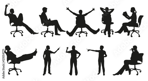 Office Workers Vector Silhouettes