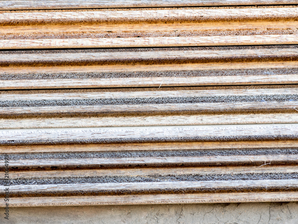 Surface of a piled plywood boards