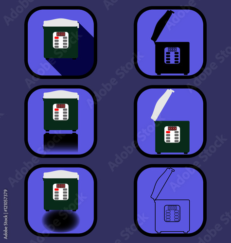 Multicooker icons set
