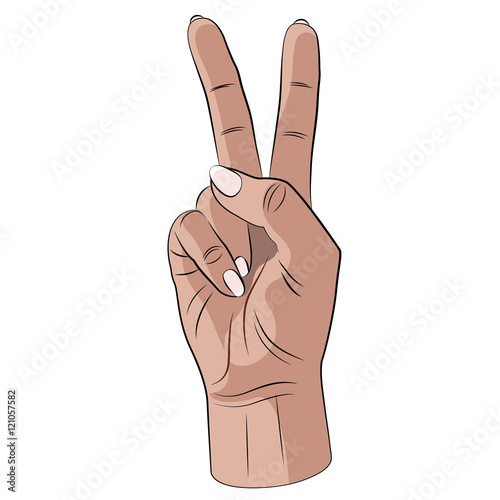 Peace hand gesture vector.