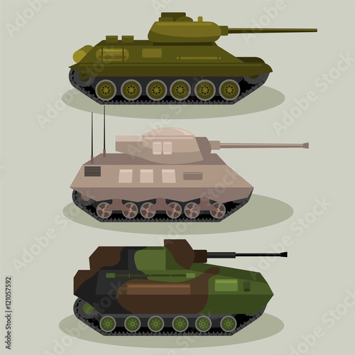 Military Vector tanks image design set in different variations for your design, illustration needs.