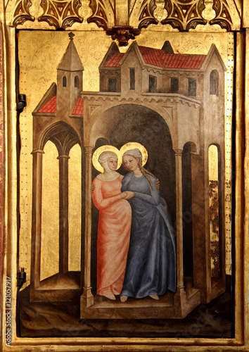 Obraz na plátně Maria incontra Elisabetta; pannello di polittico, cappella di Castel Tirolo