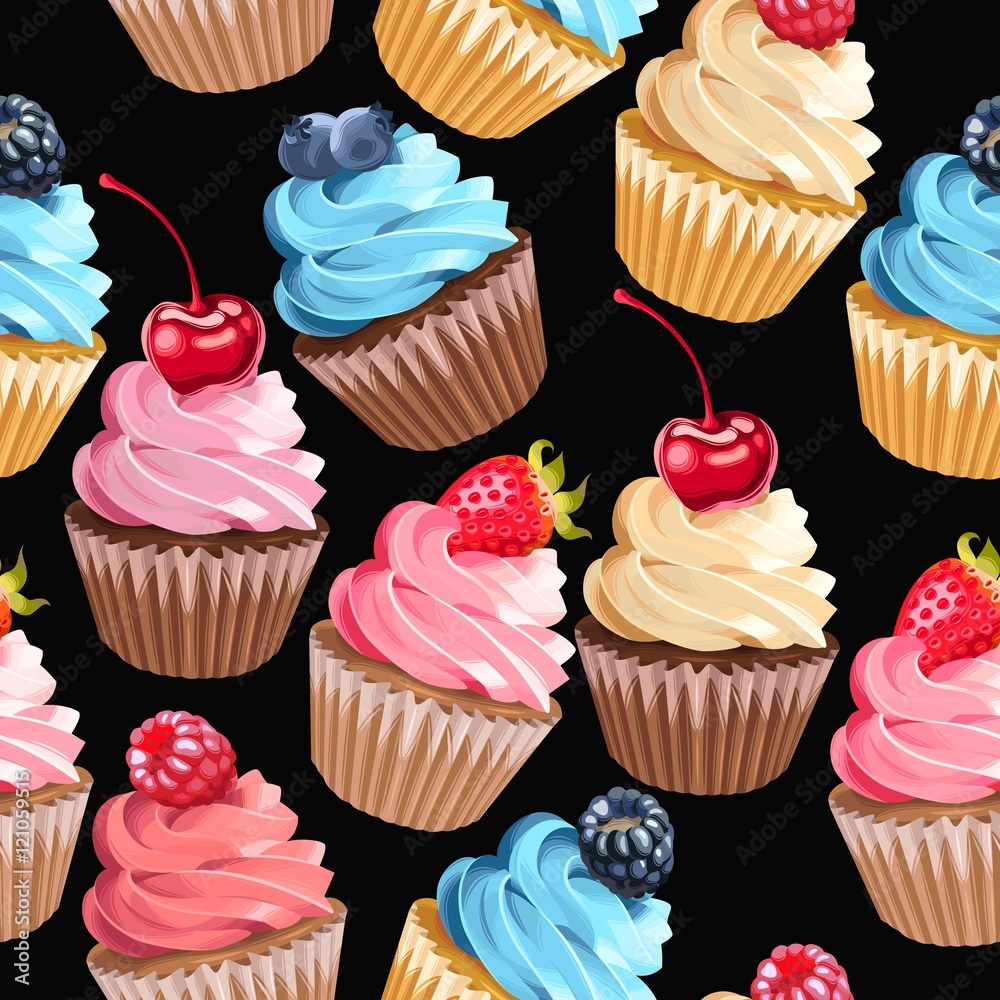 Seamless cupcakes and polka dot Seamless cupcakes and polka dot