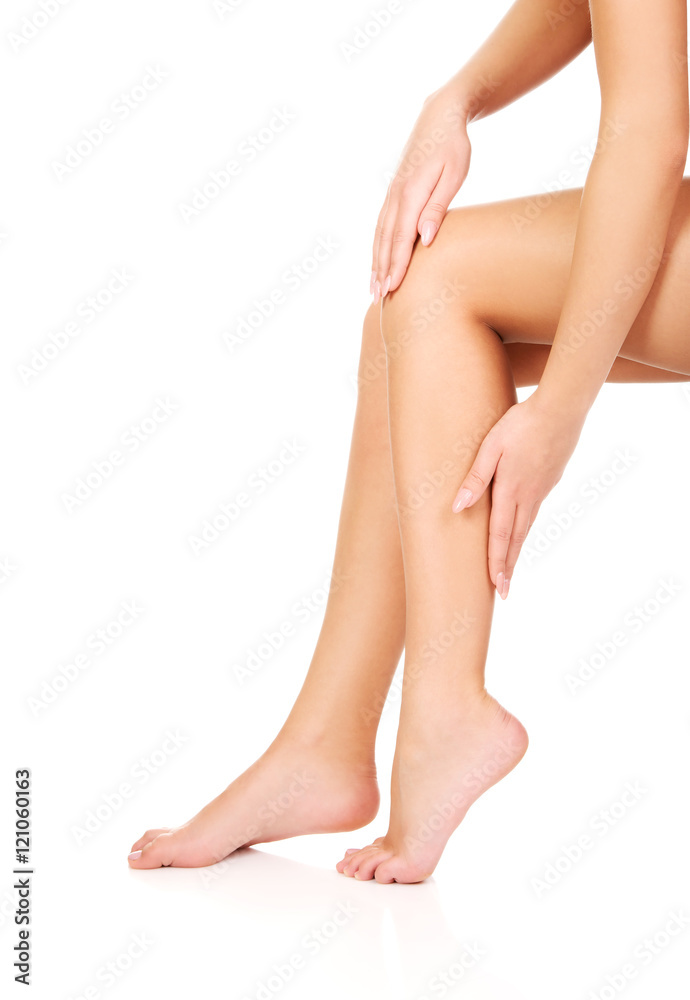 Woman cares about her legs. Woman cares about her legs.