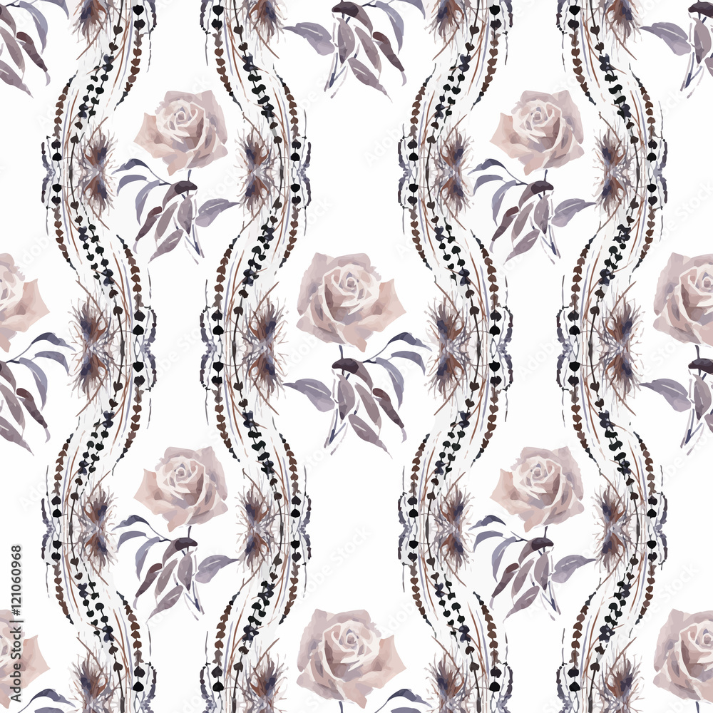 Beautiful Watercolor Summer Garden Blooming Flowers Seamless Pattern Beautiful Watercolor Summer Garden Blooming Flowers Seamless Pattern
