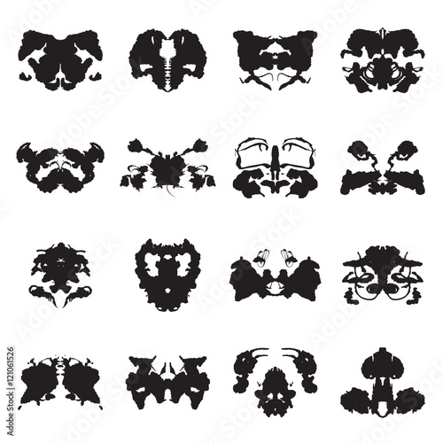 Collection of Rorschach test inkblots. Vector illustration