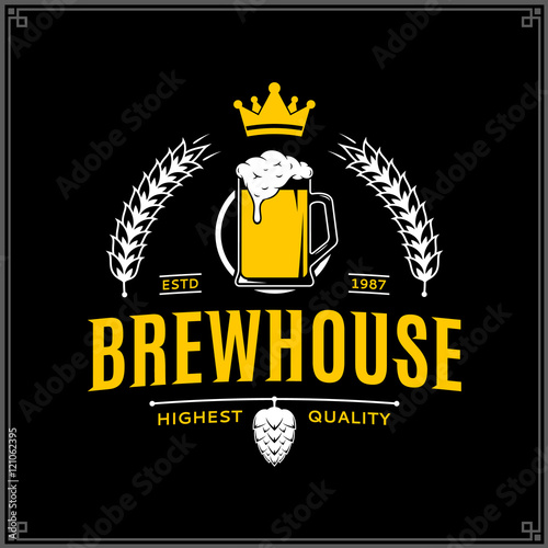 Vector white and yellow vintage brewhouse logo