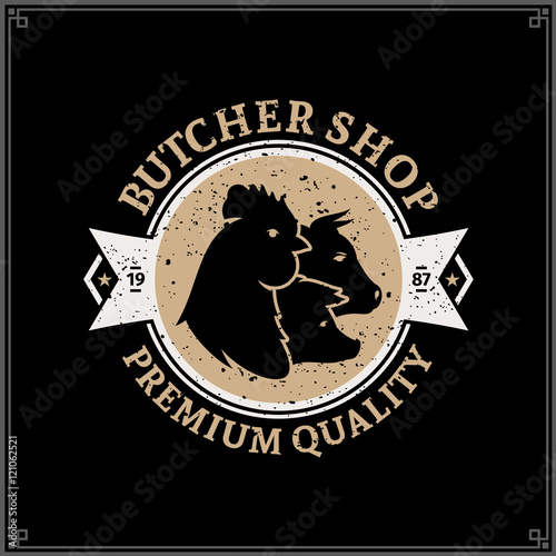 Retro styled butcher shop logo