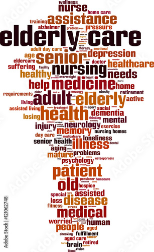 Eldery care word cloud concept. Vector illustration