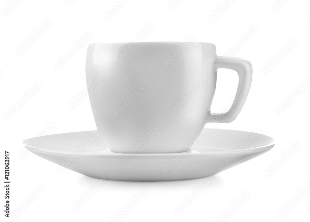 Cup of fresh coffee on white background Cup of fresh coffee on white background