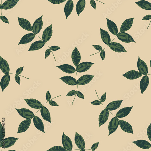 Floral seamless pattern with branches and leaves. Autumn leaf background can be used for wallpaper  pattern fills  web page background surface textures. Vector illustration.