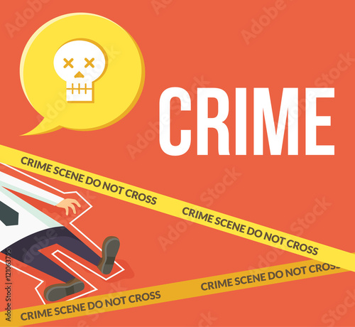 Crime scene. Do not cross. Vector flat cartoon illustration