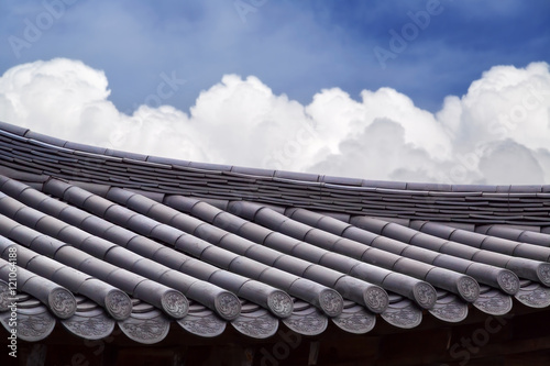 Tiled roofs and clouds