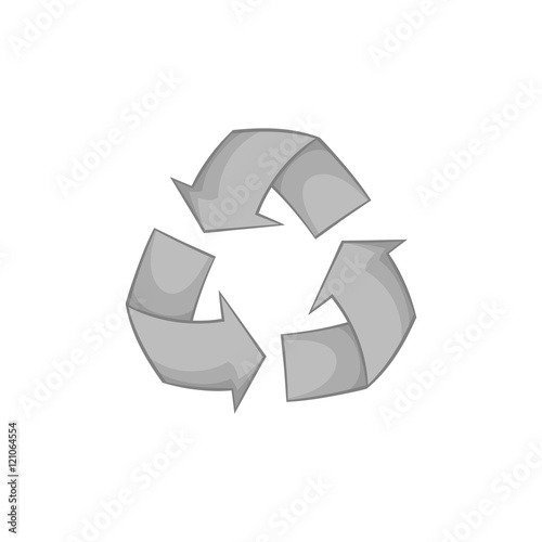 Recycle symbol icon in black monochrome style on a white background vector illustration