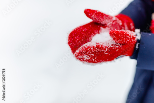 Red wool gloves