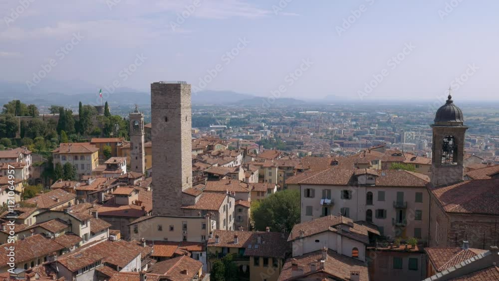 Bergamo aerial view with mountains in the distance
Bergamo aerial view with mountains in the distance