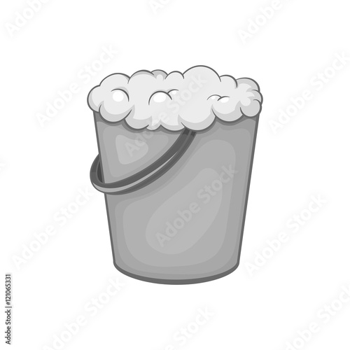 Bucket of foam icon in black monochrome style isolated on white background. House work symbol vector illustration