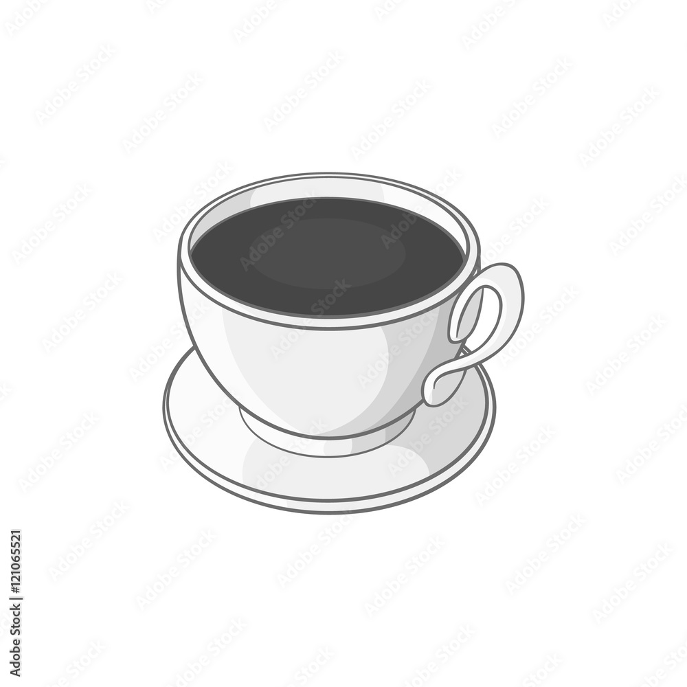 Coffee cup icon in black monochrome style isolated on white background. Drinks symbol vector illustration Coffee cup icon in black monochrome style isolated on white background. Drinks symbol vector illustration