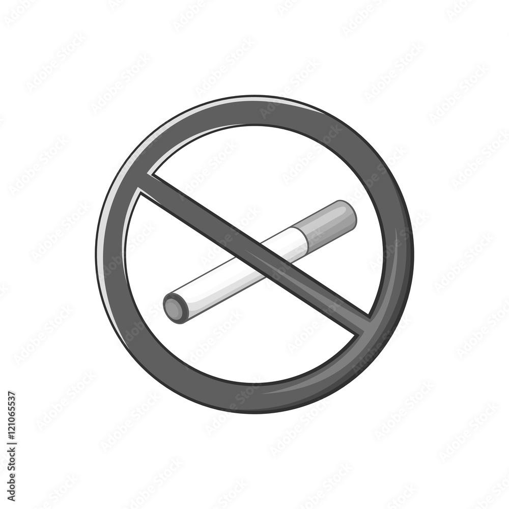 Smoking is prohibited icon in black monochrome style isolated on white background. Sign symbol vector illustration Smoking is prohibited icon in black monochrome style isolated on white background. Sign symbol vector illustration