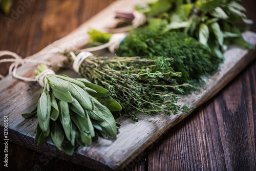 Basil,sage,dill,and thyme herbs