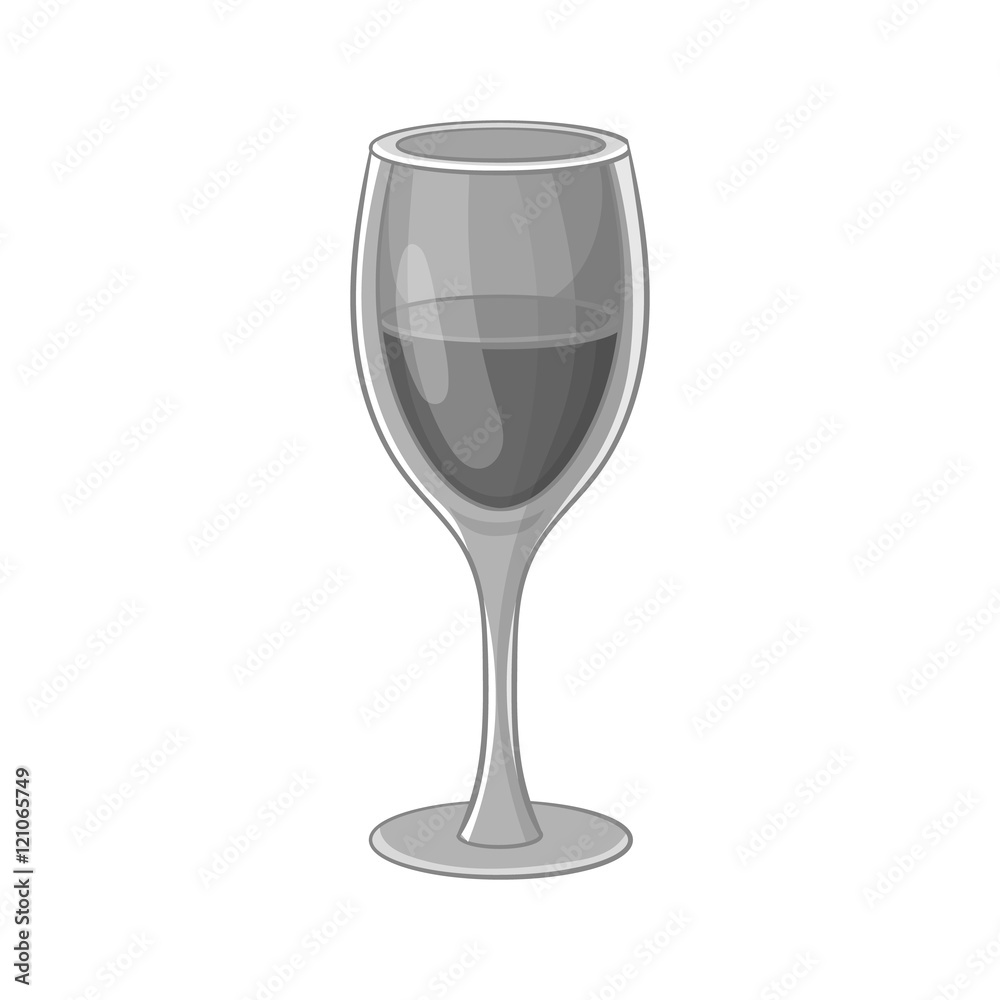Glass of wine icon in black monochrome style isolated on white background. Drink symbol vector illustration Glass of wine icon in black monochrome style isolated on white background. Drink symbol vector illustration