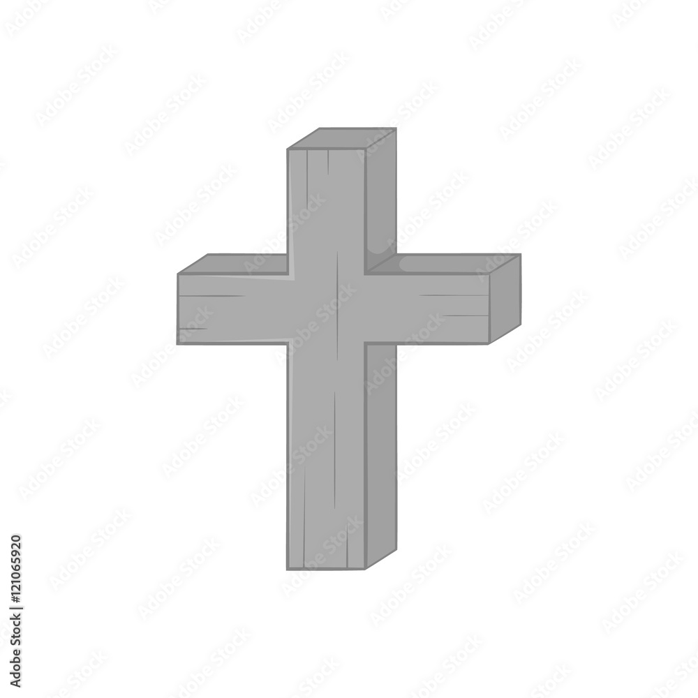 Cross icon in black monochrome style isolated on white background. Religion symbol vector illustration