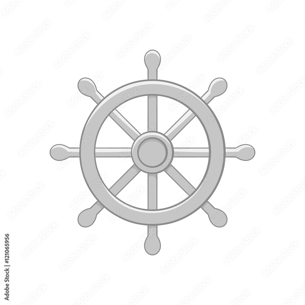 Ship wheel icon in black monochrome style isolated on white background ...