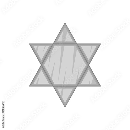 Star Of David icon in black monochrome style isolated on white background. Religion symbol vector illustration
