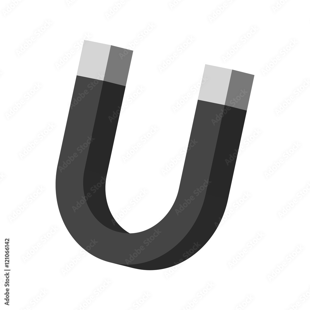 Magnet icon in black monochrome style isolated on white background. Attraction symbol vector illustration Magnet icon in black monochrome style isolated on white background. Attraction symbol vector illustration