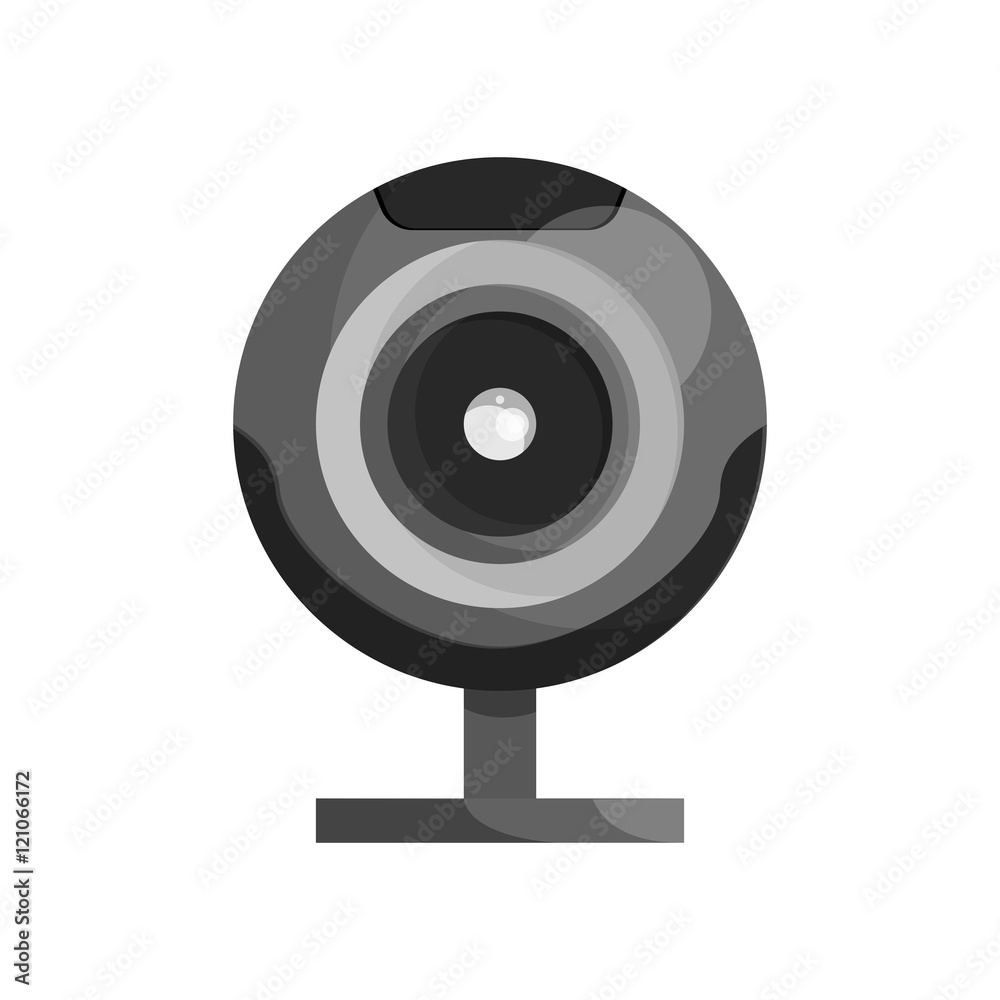 Webcam icon in black monochrome style isolated on white background. Video symbol vector illustration Webcam icon in black monochrome style isolated on white background. Video symbol vector illustration