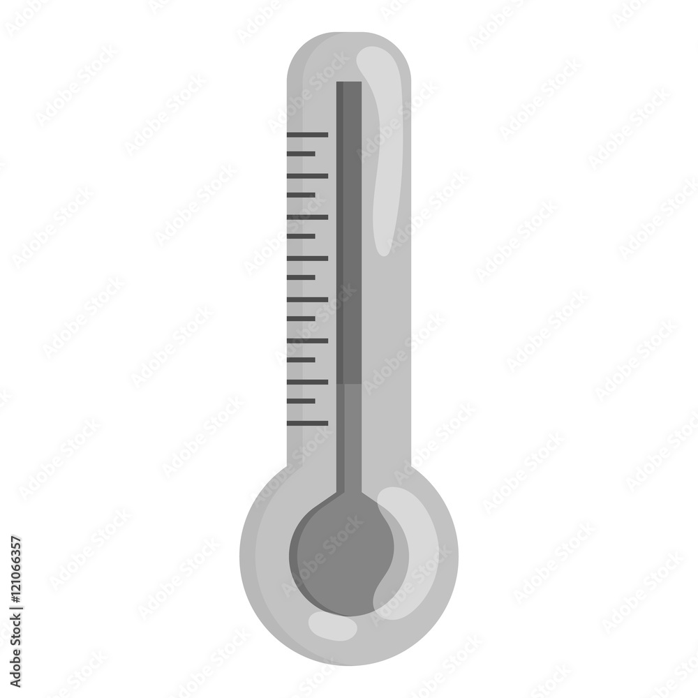 Thermometer icon in black monochrome style isolated on white background. Measurement symbol vector illustration Thermometer icon in black monochrome style isolated on white background. Measurement symbol vector illustration