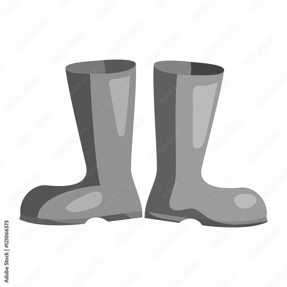 Two rubber boots icon in black monochrome style isolated on white background. Shoes symbol vector illustration