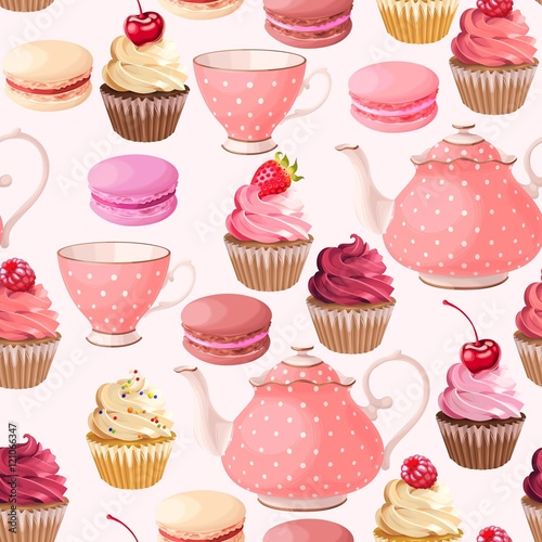 Teaparty seamless background