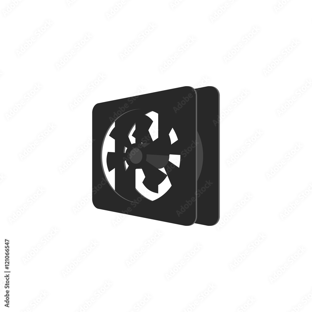 Cooler for computer icon in black monochrome style isolated on white background. Components symbol vector illustration
