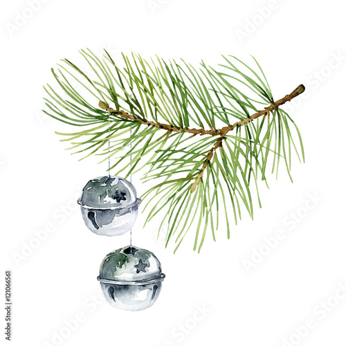 New Year composition of pine branches and balls