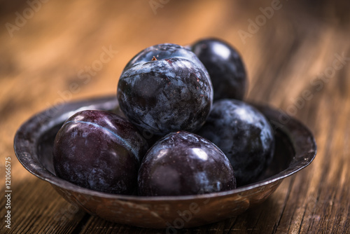 dark blue ripe plums
