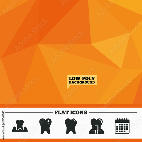 Dental care icons. Caries tooth and implant.