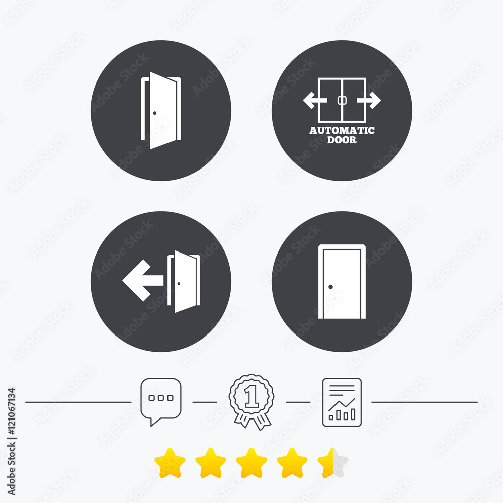 Doors signs. Emergency exit with arrow symbol. Doors signs. Emergency exit with arrow symbol.