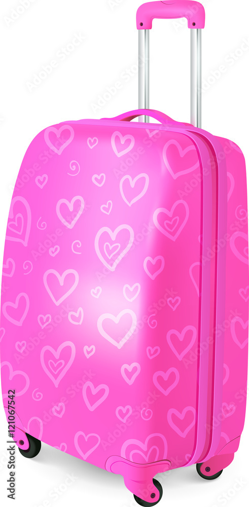 Pink vector traveller's suitcase Pink vector traveller's suitcase