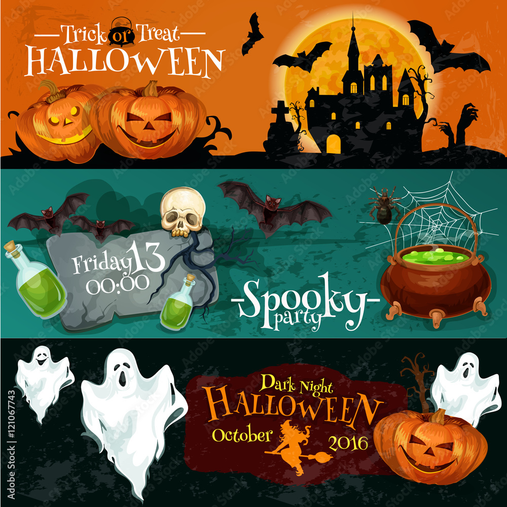 Obraz premium Traditional Halloween invitation banners with text