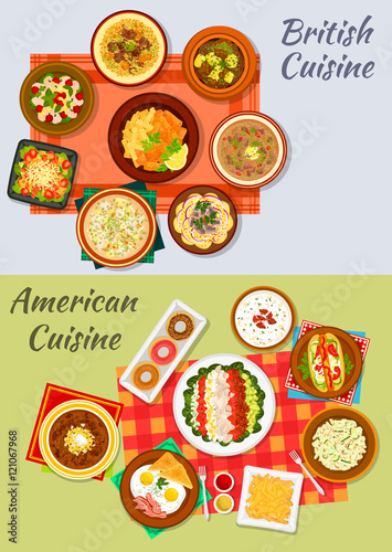 American and british cuisine icon for menu design