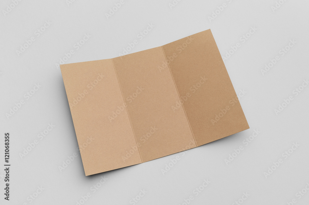Kraft A4 Tri-Fold Brochure Mock-Up