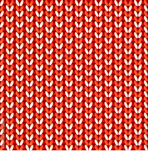 Red knitted vector seamless pattern